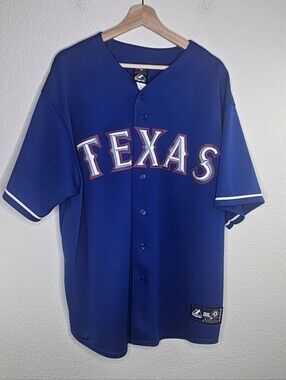 Majestic Texas Rangers Button Spellout Jersey Top 2X